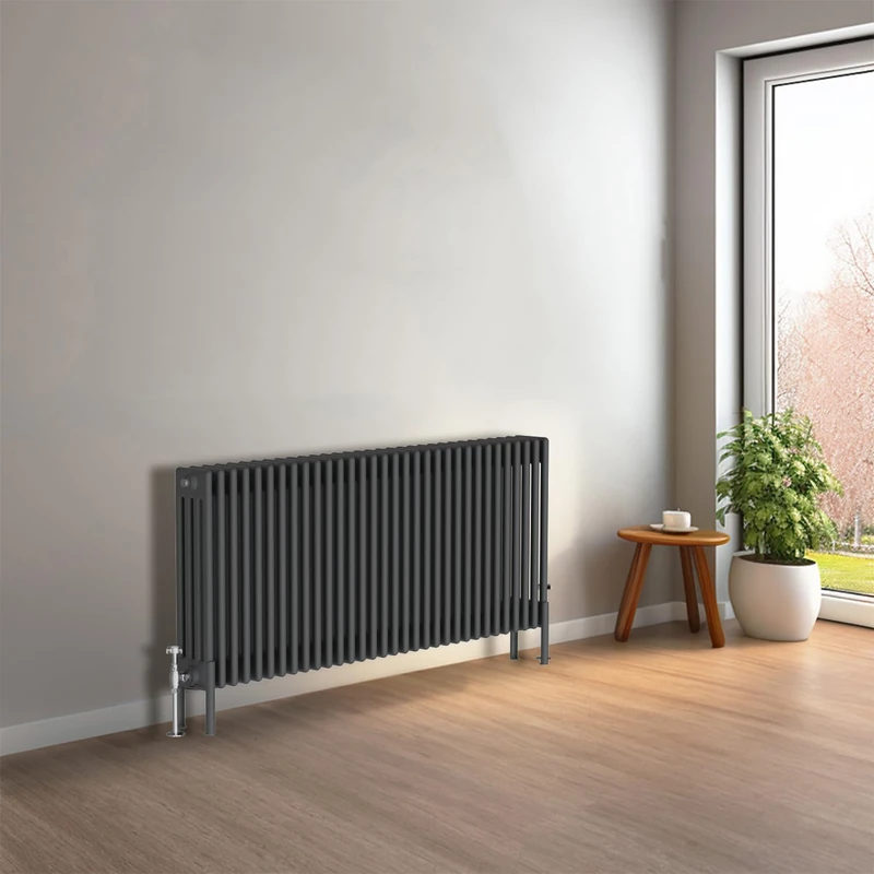 NRG Cast Iron Radiator Four Column 600x1460mm Anthracite Traditional Column Cast Iron Style Radiator Central Heating Radiator Perfect for Bathrooms, Kitchen, Living Room