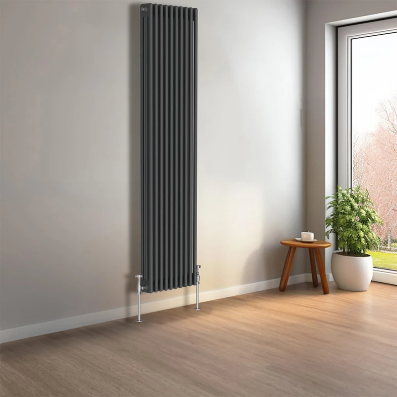 NRG 1800 x 470mm Anthracite Vertical Traditional Column Cast Iron Style Radiator Central Heating Radiator Perfect for Bathrooms, Kitchen, Living Room Triple Panel