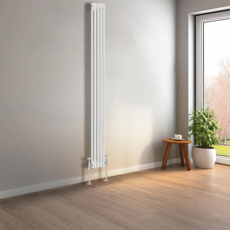 NRG 1800 x 200 mm Gloss White Vertical Traditional Column Cast Iron Style Radiator Central Heating Radiator Perfect for Bathrooms, Kitchen, Living Room Double Panel