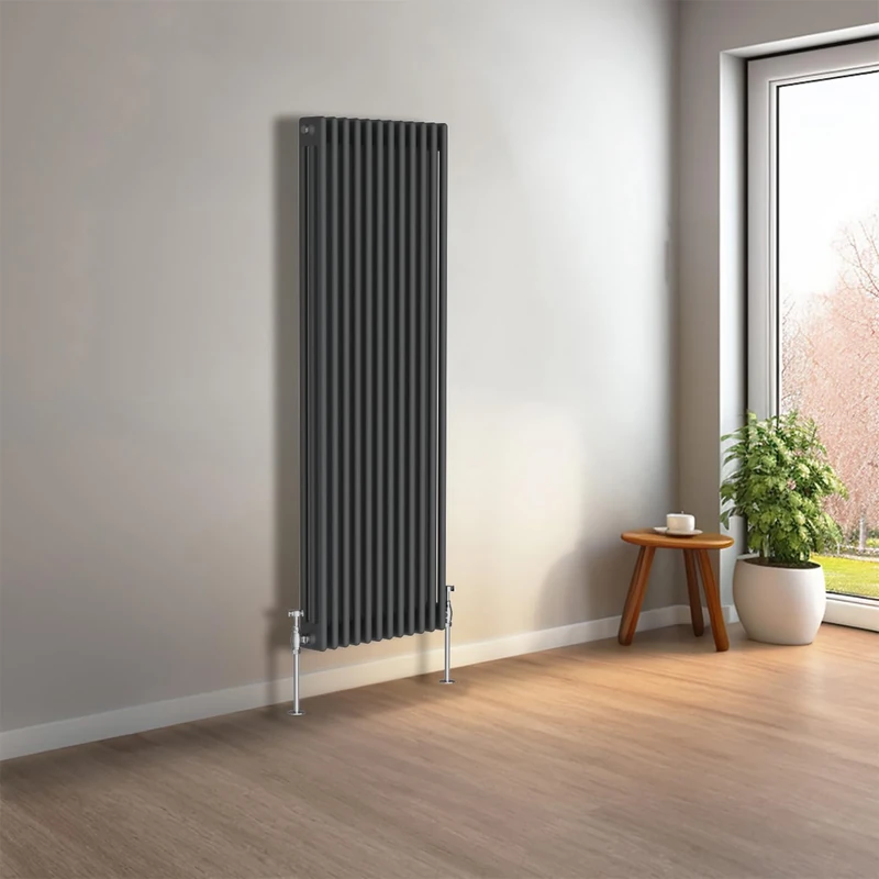 NRG 1500 x 560mm Anthracite Vertical Traditional Column Cast Iron Style Radiator Central Heating Radiator Perfect for Bathrooms, Kitchen, Living Room Triple Panel