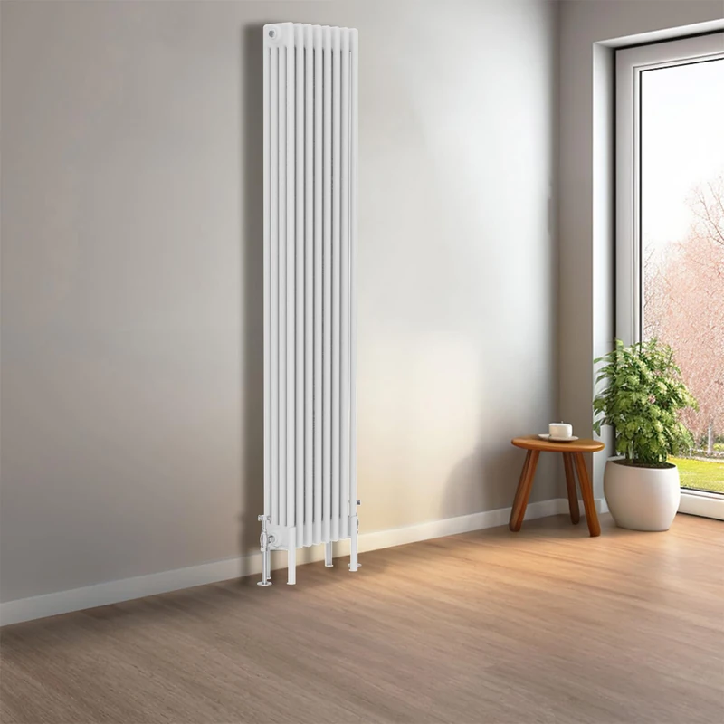 NRG Cast Iron Radiator Four Column 1800x380mm Gloss White Traditional Column Cast Iron Style Radiator Central Heating Radiator Perfect for Bathrooms, Kitchen, Living Room