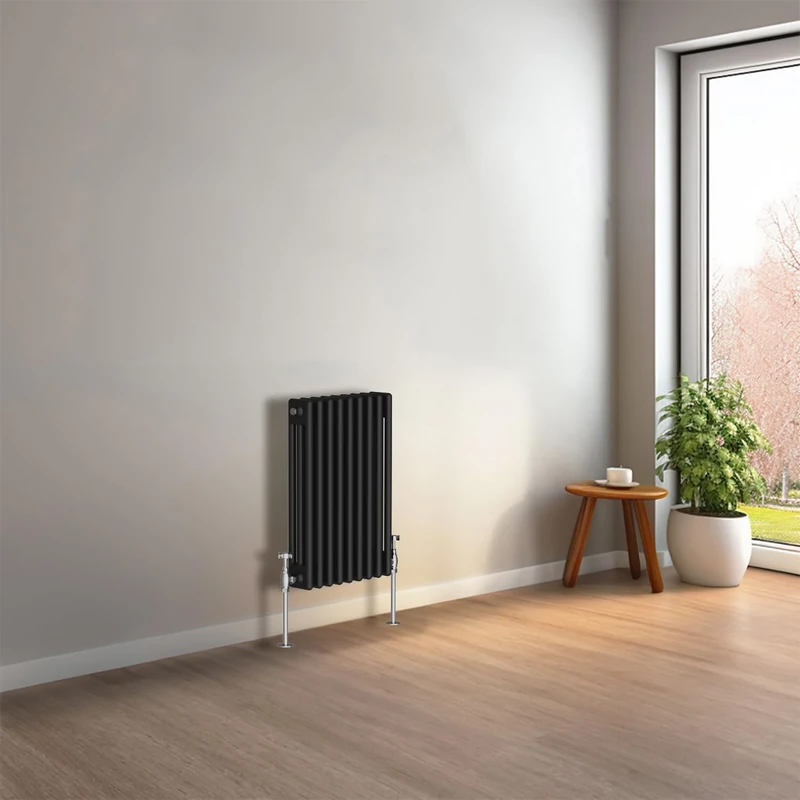 NRG 600 x 425mm Black Horizontal Traditional Column Cast Iron Style Radiator Central Heating Radiator Perfect for Bathrooms, Kitchen, Living Room Triple Panel