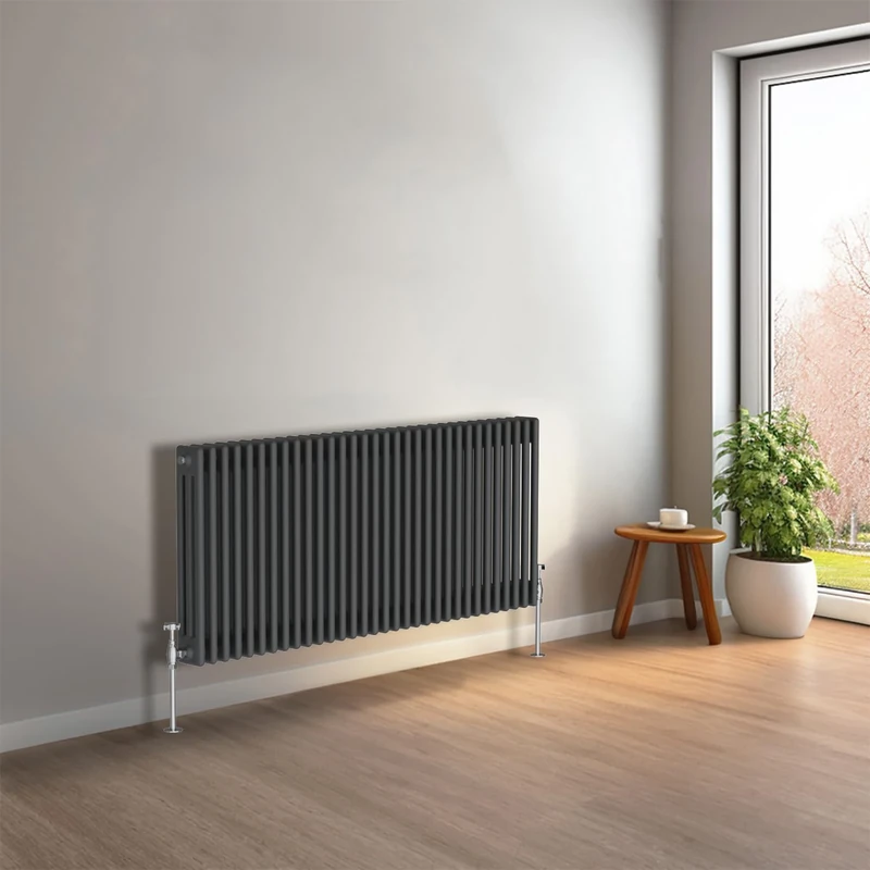 NRG 600 x 1460mm Anthracite Horizontal Traditional Column Cast Iron Style Radiator Central Heating Radiator Perfect for Bathrooms, Kitchen, Living Room Triple Panel