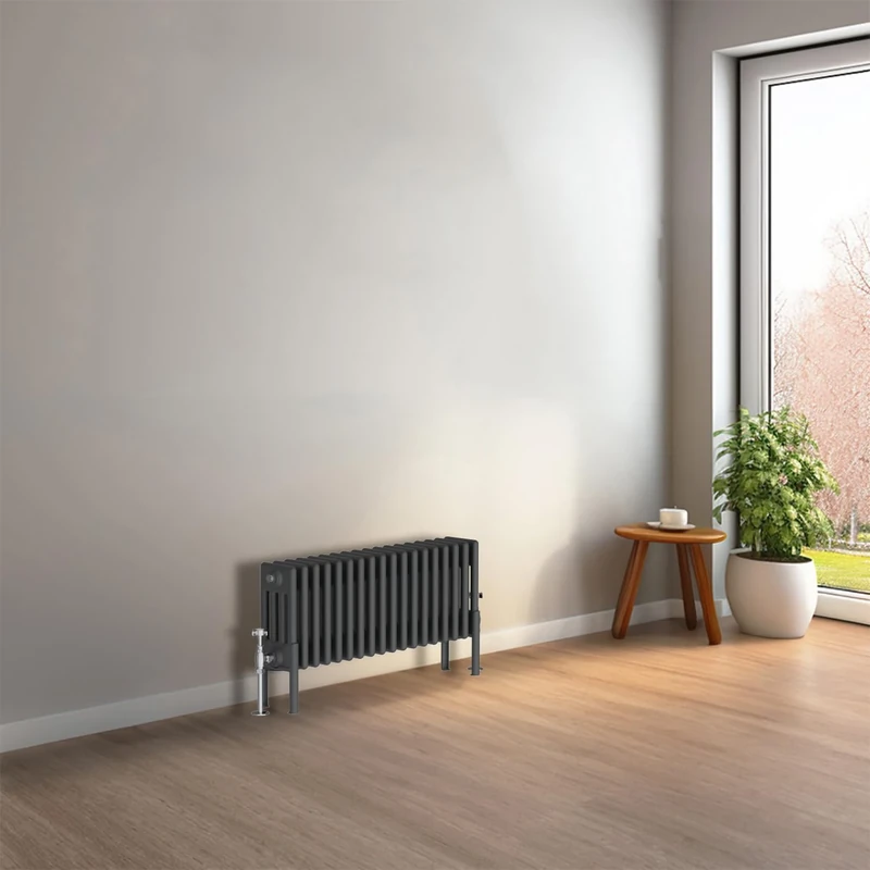 NRG Cast Iron Radiator Four Column 300x830mm Anthracite Traditional Column Cast Iron Style Radiator Central Heating Radiator Perfect for Bathrooms, Kitchen, Living Room