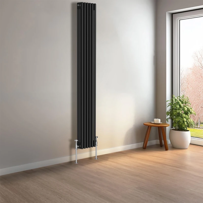NRG 1800 x 290mm Black Vertical Traditional Column Cast Iron Style Radiator Central Heating Radiator Perfect for Bathrooms, Kitchen, Living RoomTriple Panel