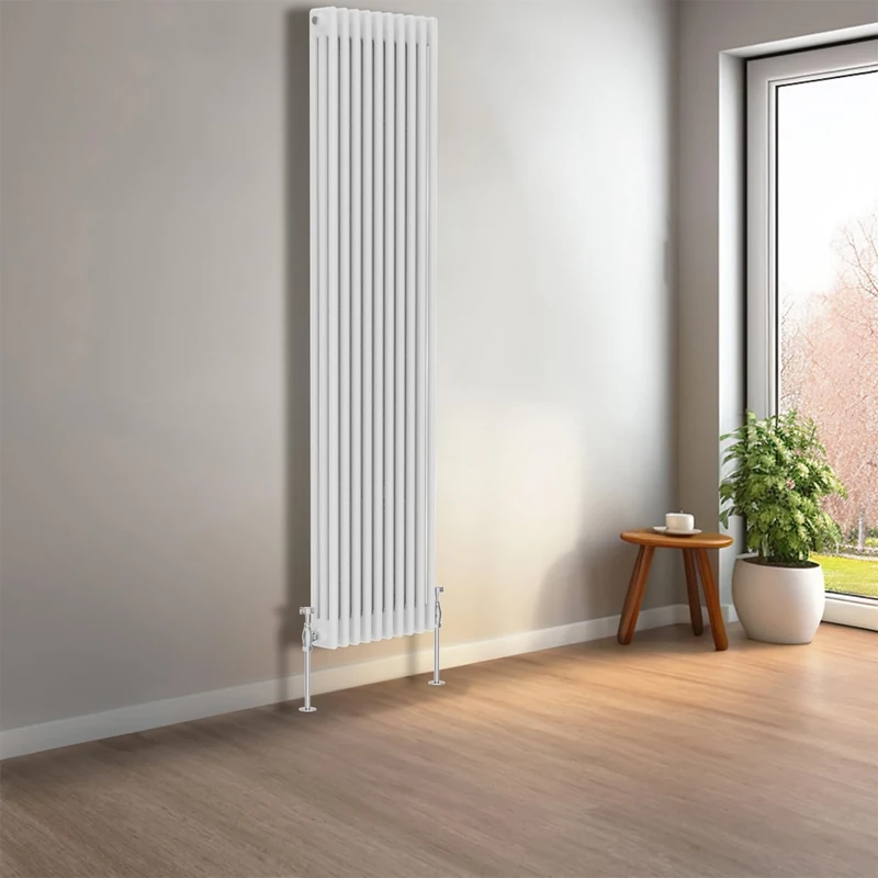 NRG 1800 x 470 mm Gloss White Vertical Traditional Column Cast Iron Style Radiator Central Heating Radiator Perfect for Bathrooms, Kitchen, Living Room Triple Panel