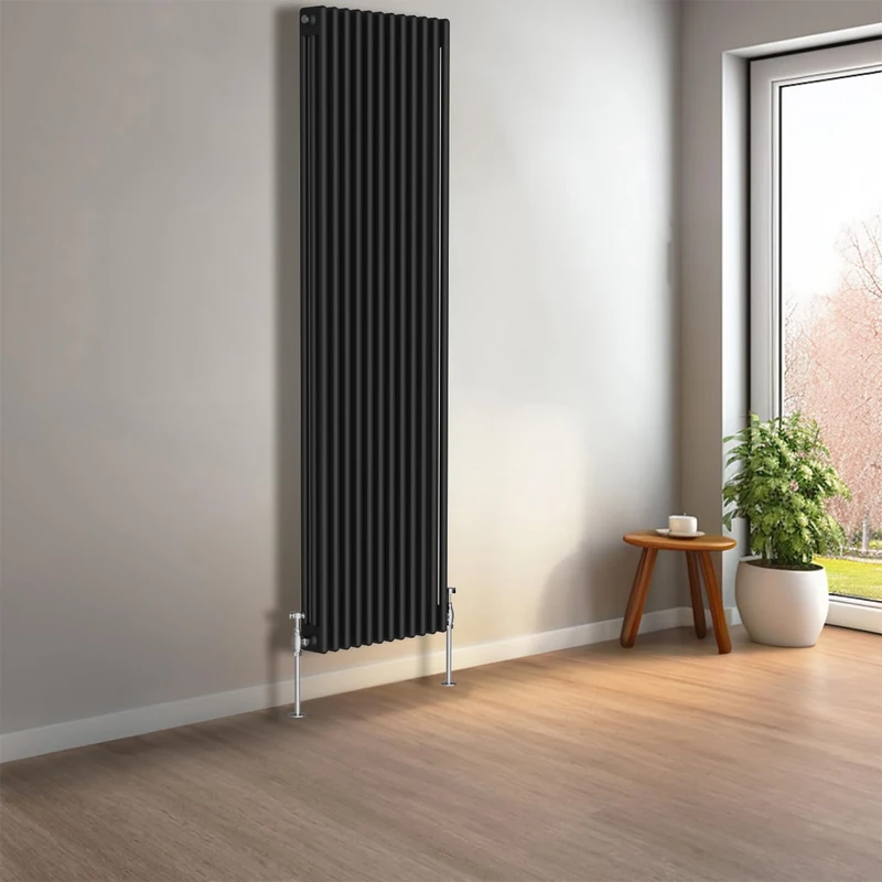 NRG 1800 x 560mm Black Vertical Traditional Column Cast Iron Style Radiator Central Heating Radiator Perfect for Bathrooms, Kitchen, Living RoomTriple Panel