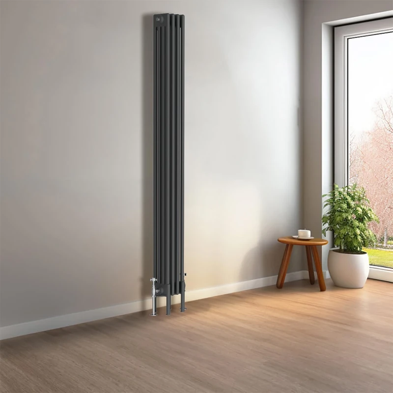 NRG Cast Iron Radiator Four Column 1800x200mm Anthracite Traditional Column Cast Iron Style Radiator Central Heating Radiator Perfect for Bathrooms, Kitchen, Living Room