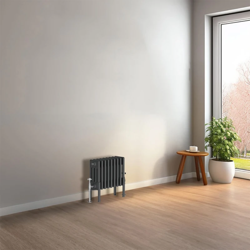 NRG Four Column 300x425mm Anthracite Traditional Column Cast Iron Style Radiator Central Heating Radiator Perfect for Bathrooms, Kitchen, Living Room