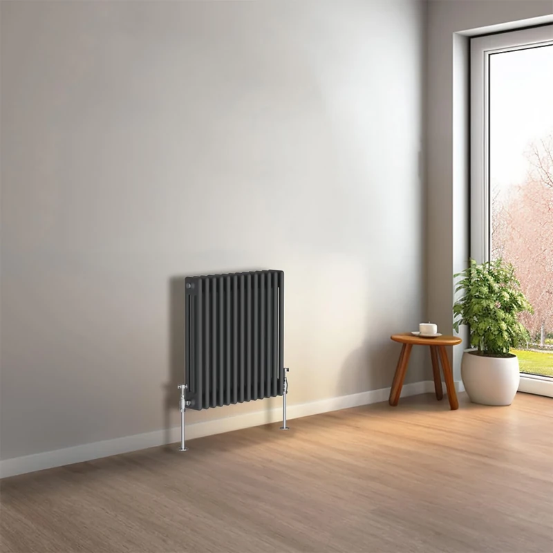 NRG 600 x 605mm Anthracite Horizontal Traditional Column Cast Iron Style Radiator Central Heating Radiator Perfect for Bathrooms, Kitchen, Living Room Triple Panel