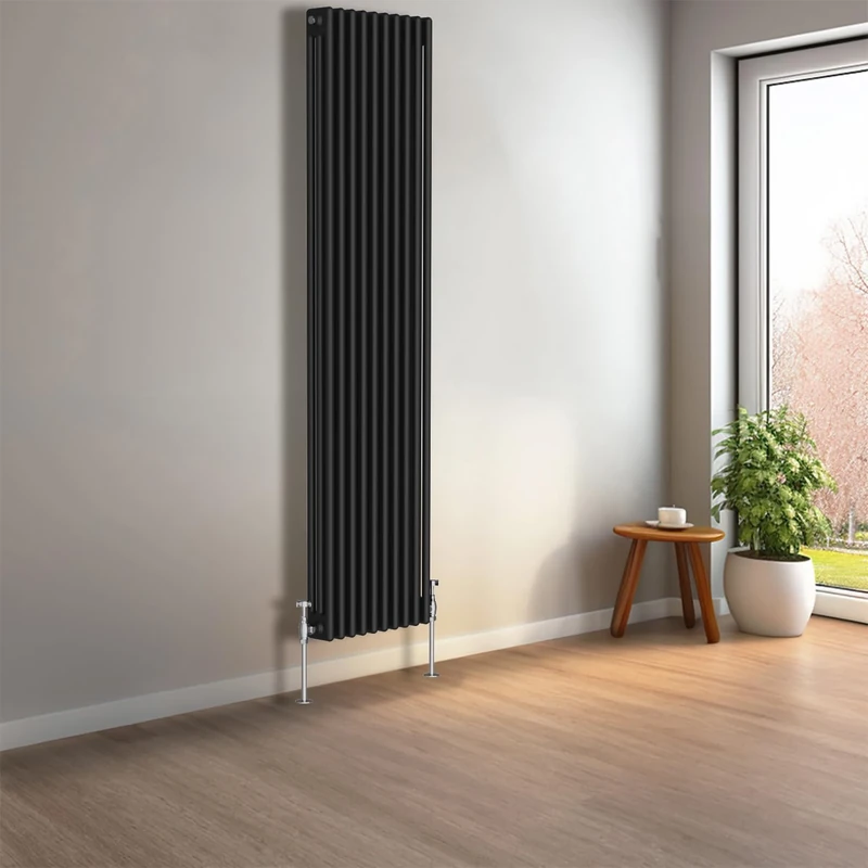 NRG 1800 x 470mm Black Vertical Traditional Column Cast Iron Style Radiator Central Heating Radiator Perfect for Bathrooms, Kitchen, Living Room Triple Panel