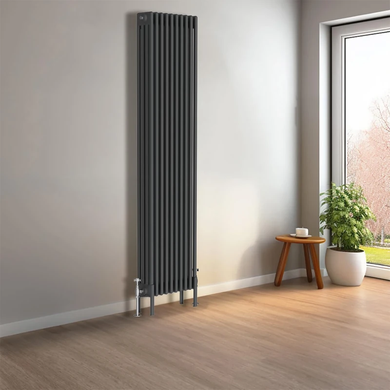 NRG Cast Iron Radiator Four Column 1800x470mm Anthracite Traditional Column Cast Iron Style Radiator Central Heating Radiator Perfect for Bathrooms, Kitchen, Living Room