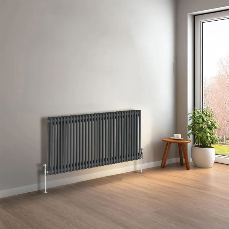NRG 600 x 1460mm Anthracite Horizontal Traditional Column Cast Iron Style Radiator Central Heating Radiator Perfect for Bathrooms, Kitchen, Living Room Double Panel