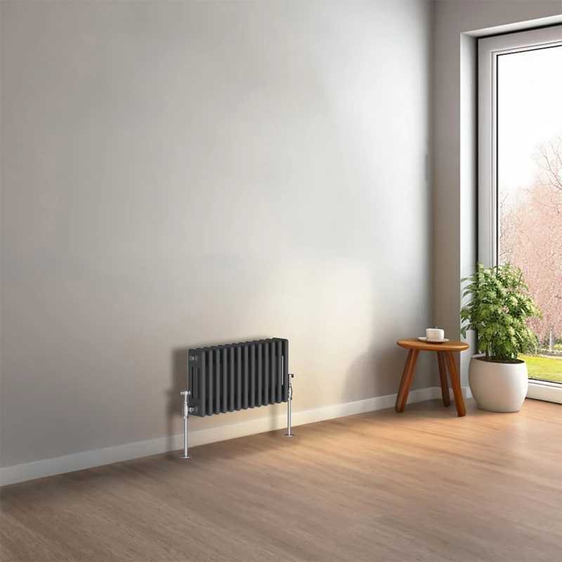 NRG 300 x 605mm Anthracite Horizontal Traditional Column Cast Iron Style Radiator Central Heating Radiator Perfect for Bathrooms, Kitchen, Living Room Triple Panel