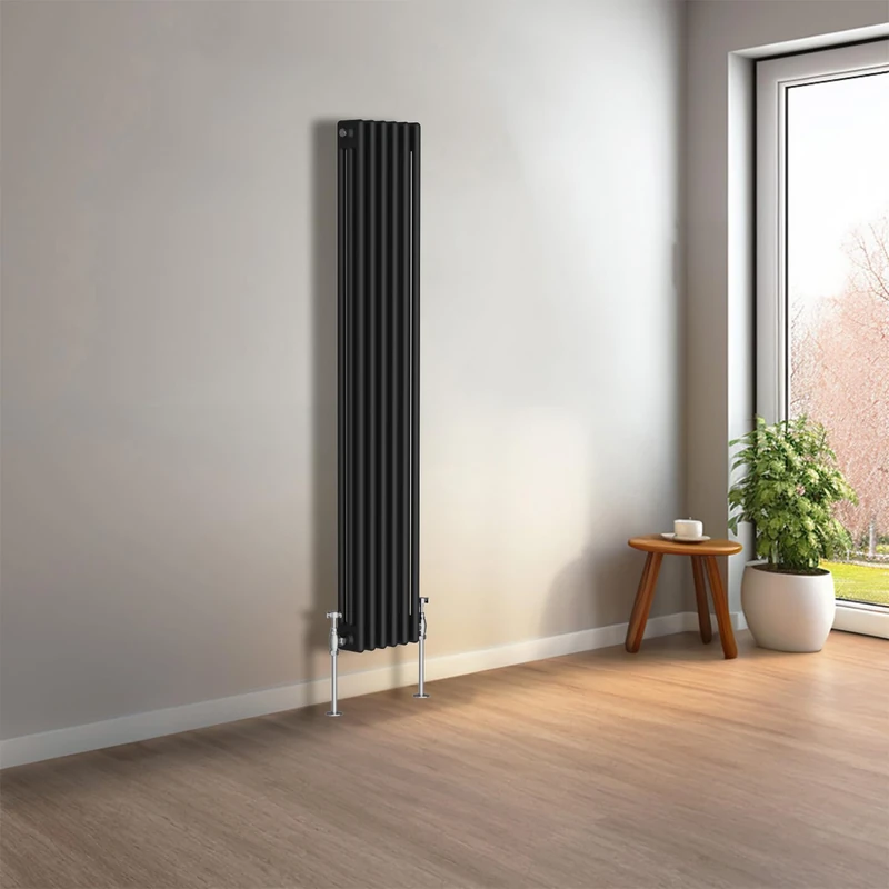 NRG 1500 x 290mm Black Vertical Traditional Column Cast Iron Style Radiator Central Heating Radiator Perfect for Bathrooms, Kitchen, Living Room Triple Panel