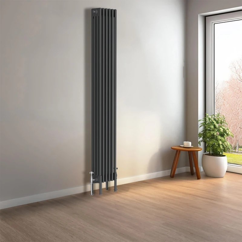 NRG Cast Iron Radiator Four Column 1800x290mm Anthracite Traditional Column Cast Iron Style Radiator Central Heating Radiator Perfect for Bathrooms, Kitchen, Living Room