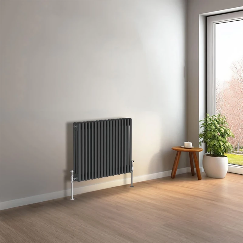 NRG 600 x 830mm Anthracite Horizontal Traditional Column Cast Iron Style Radiator Central Heating Radiator Perfect for Bathrooms, Kitchen, Living Room Triple Panel