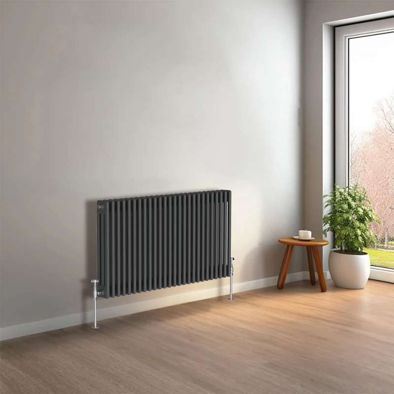 NRG 600 x 1190mm Anthracite Horizontal Traditional Column Cast Iron Style Radiator Central Heating Radiator Perfect for Bathrooms, Kitchen, Living Room Triple Panel