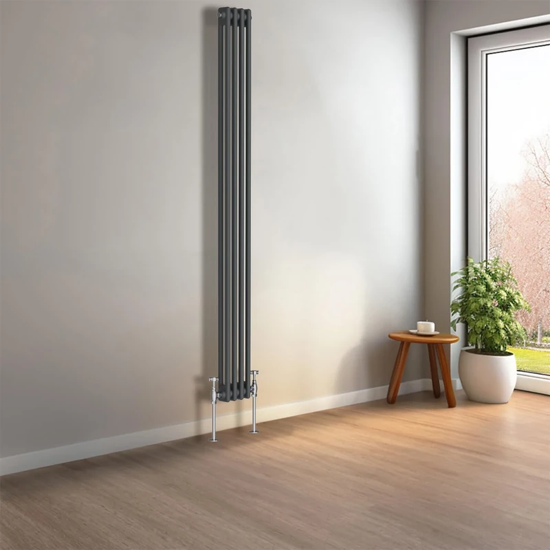 NRG 1800 x 200mm Anthracite Vertical Traditional Column Cast Iron Style Radiator Central Heating Radiator Perfect for Bathrooms, Kitchen, Living Room Double Panel
