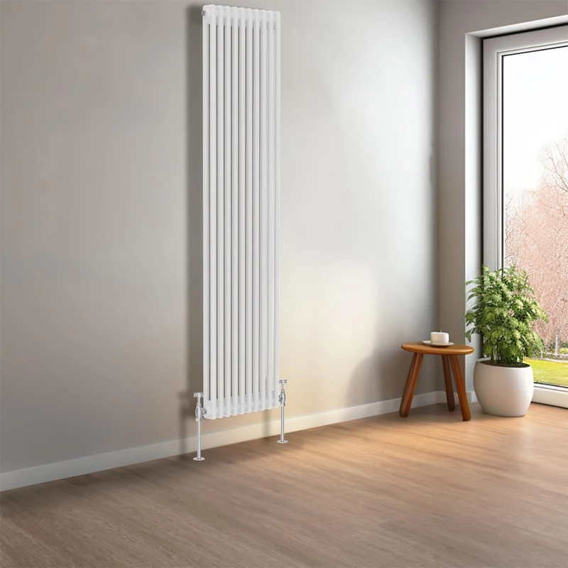 NRG 1800 x 470 mm Gloss White Vertical Traditional Column Cast Iron Style Radiator Central Heating Radiator Perfect for Bathrooms, Kitchen, Living Room Double Panel