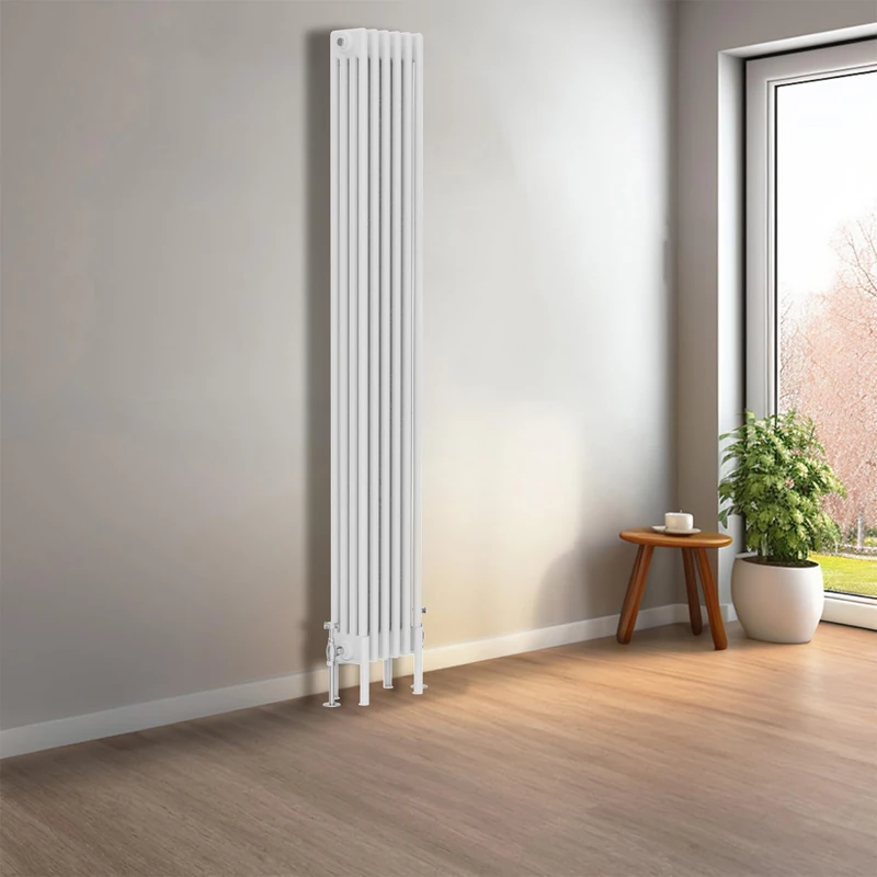 NRG Cast Iron Radiator Four Column 1800x290mm Gloss White Traditional Column Cast Iron Style Radiator Central Heating Radiator Perfect for Bathrooms, Kitchen, Living Room