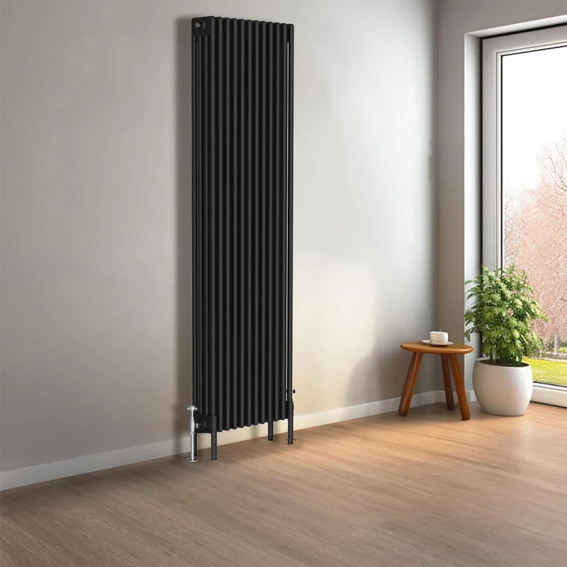 NRG Cast Iron Radiator Four Column 1800x560mm Black Traditional Column Cast Iron Style Radiator Central Heating Radiator Perfect for Bathrooms, Kitchen, Living Room