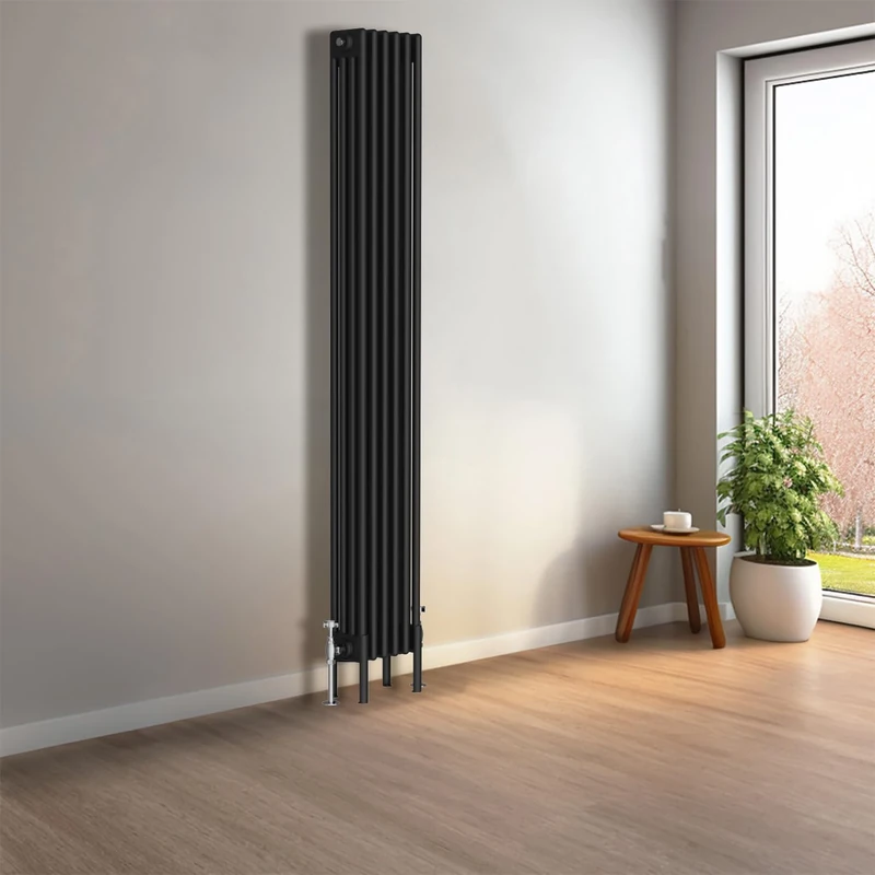 NRG Cast Iron Radiator Four Column 1800x290mm Black Traditional Column Cast Iron Style Radiator Central Heating Radiator Perfect for Bathrooms, Kitchen, Living Room