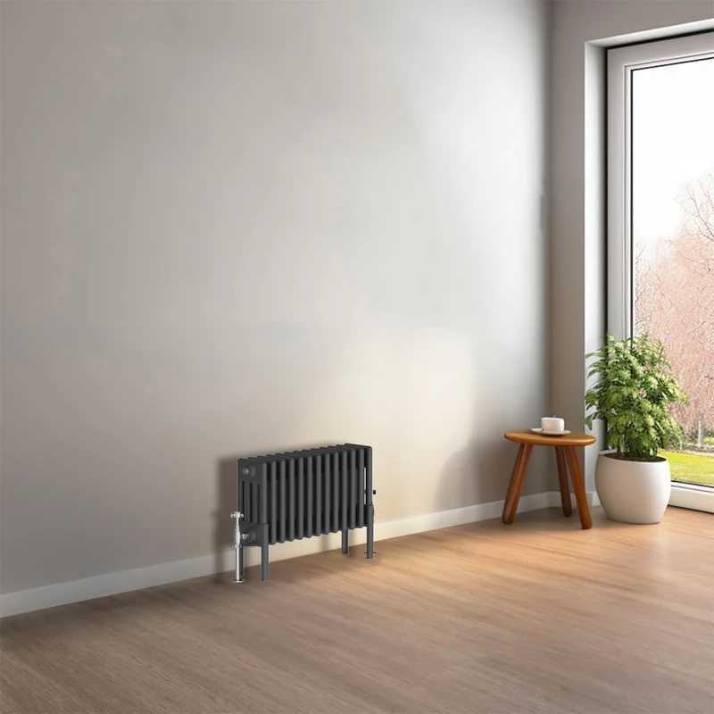 NRG Cast Iron Radiator Four Column 300x605mm Anthracite Traditional Column Cast Iron Style Radiator Central Heating Radiator Perfect for Bathrooms, Kitchen, Living Room