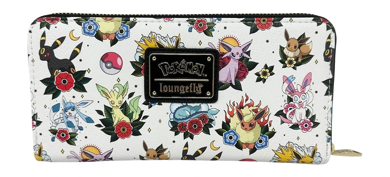 Loungefly Pokemon Eeveelutions Tattoo Zip Around Wallet, White, Casual