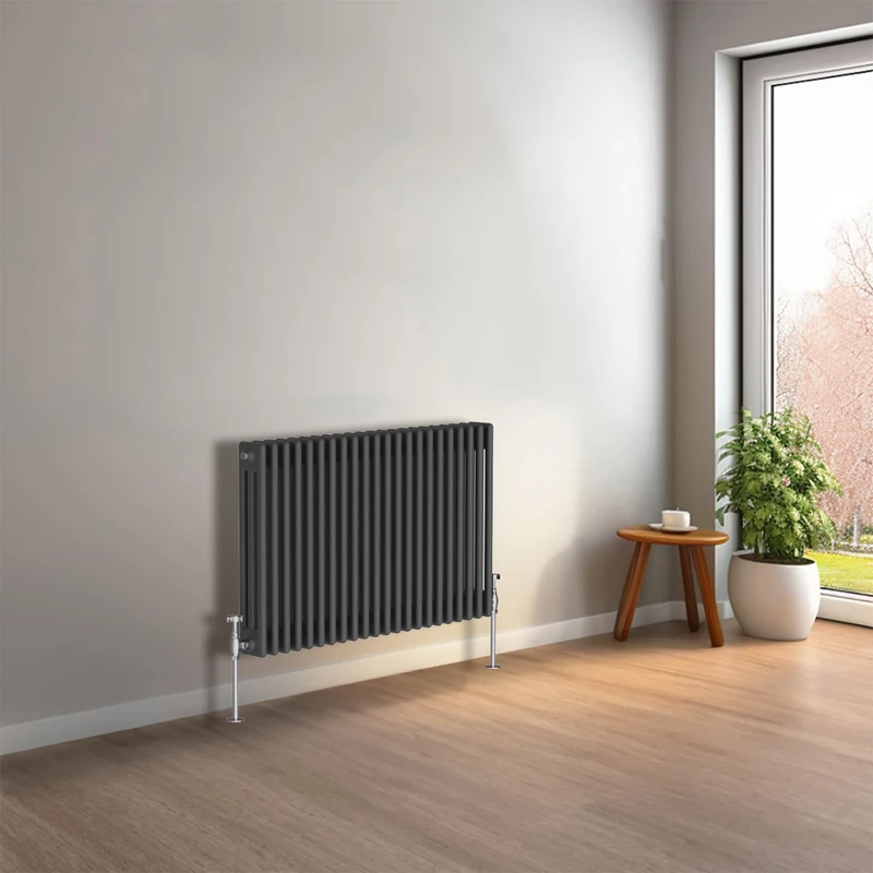 NRG 600 x 1010mm Anthracite Horizontal Traditional Column Cast Iron Style Radiator Central Heating Radiator Perfect for Bathrooms, Kitchen, Living Room Triple Panel