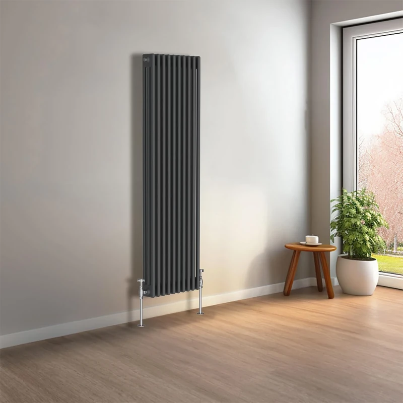 NRG 1500 x 470mm Anthracite Vertical Traditional Column Cast Iron Style Radiator Central Heating Radiator Perfect for Bathrooms, Kitchen, Living Room Triple Panel