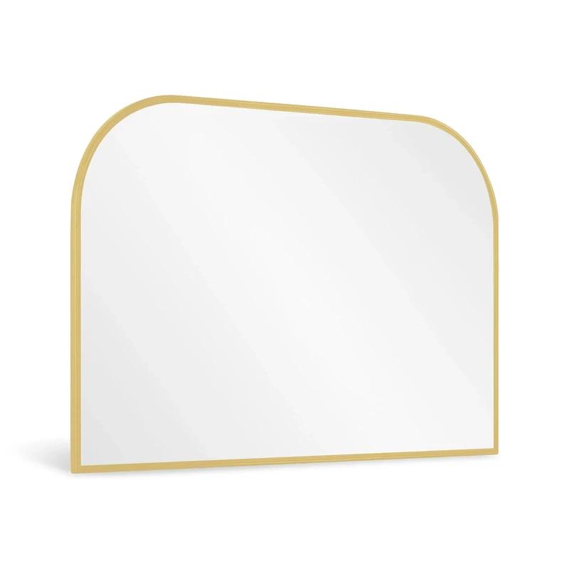 Minuover Large Arched Wall Mirror Modern Contemporary Minimalist Wall Mirror with Brushed Gold Metal Frame for Home Decor Fireplace Bathroom Decor 24" x 36" (Gold)