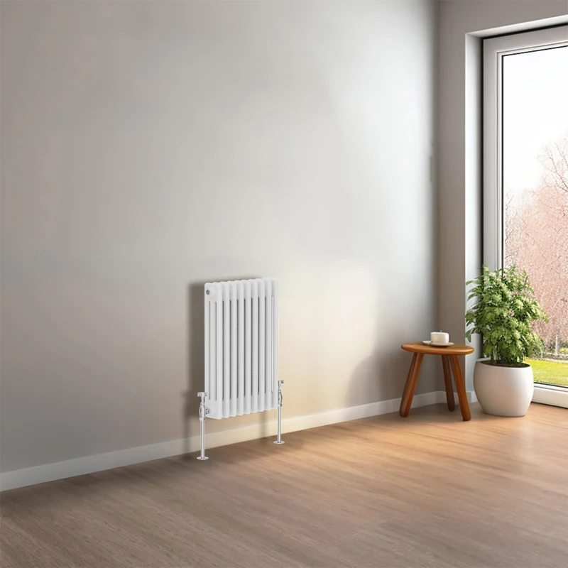NRG 600 X 425 mm Gloss White Horizontal Traditional Column Cast Iron Style Radiator Central Heating Radiator Perfect for Bathrooms, Kitchen, Living Room Triple Panel