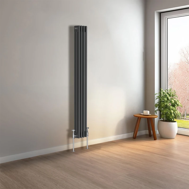 NRG 1500 x 200mm Anthracite Vertical Traditional Column Cast Iron Style Radiator Central Heating Radiator Perfect for Bathrooms, Kitchen, Living Room Triple Panel