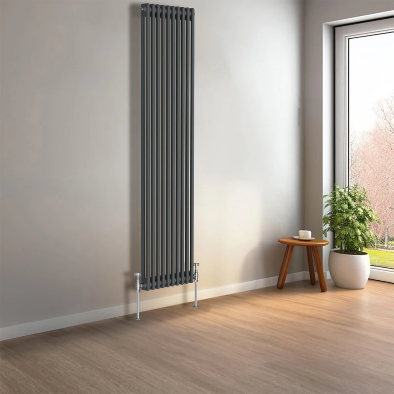 NRG 1800 x 470mm Anthracite Vertical Traditional Column Cast Iron Style Radiator Central Heating Radiator Perfect for Bathrooms, Kitchen, Living Room Double Panel