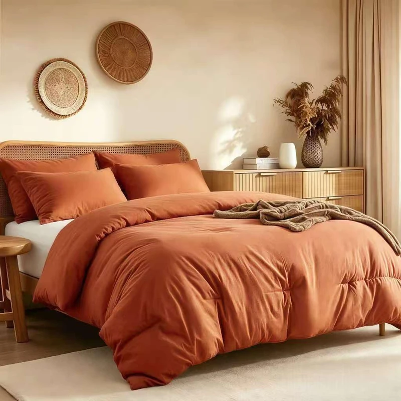 Quataly Twin Comforter Set Terracotta,2PCS Soft Lightweight Breathable Bedding Comforter Sets for All Season, Twin Size(68''×90'' Comforter & 1 Pillowcase)
