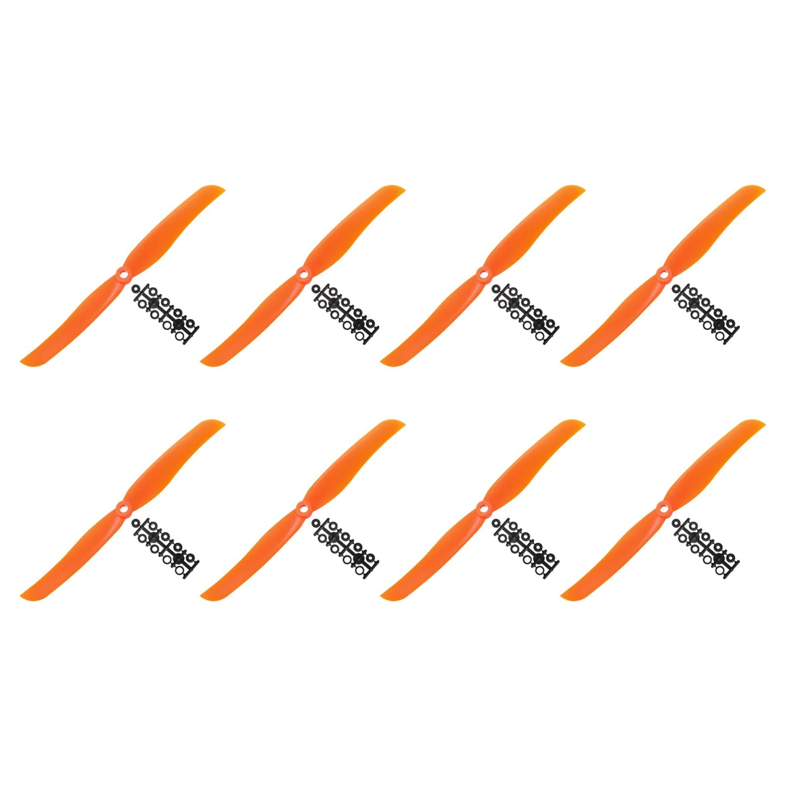 sourcing map 8040 Propellers 8x4 Prop 2-Vane Fixed-Wing Orange Replacement Props with Adapter Rings for Airplane RC Plane, Pack of 8