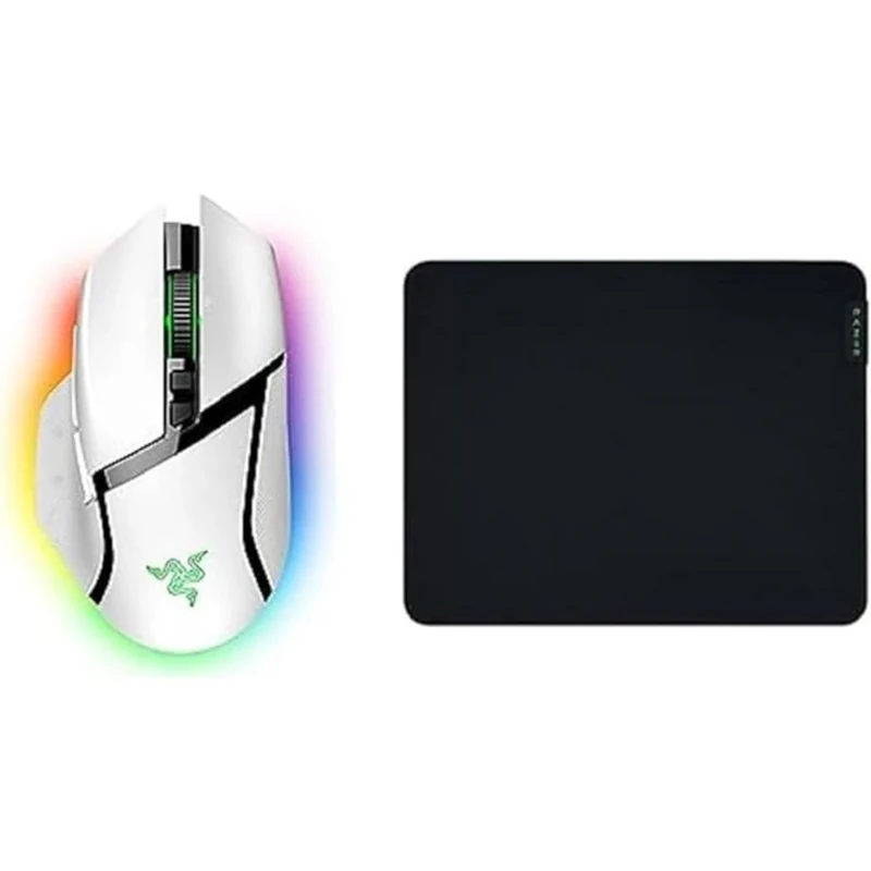 Razer Basilisk V3 Pro White + Gigantus V2 Medium Gaming Mouse and Mousepad Combo