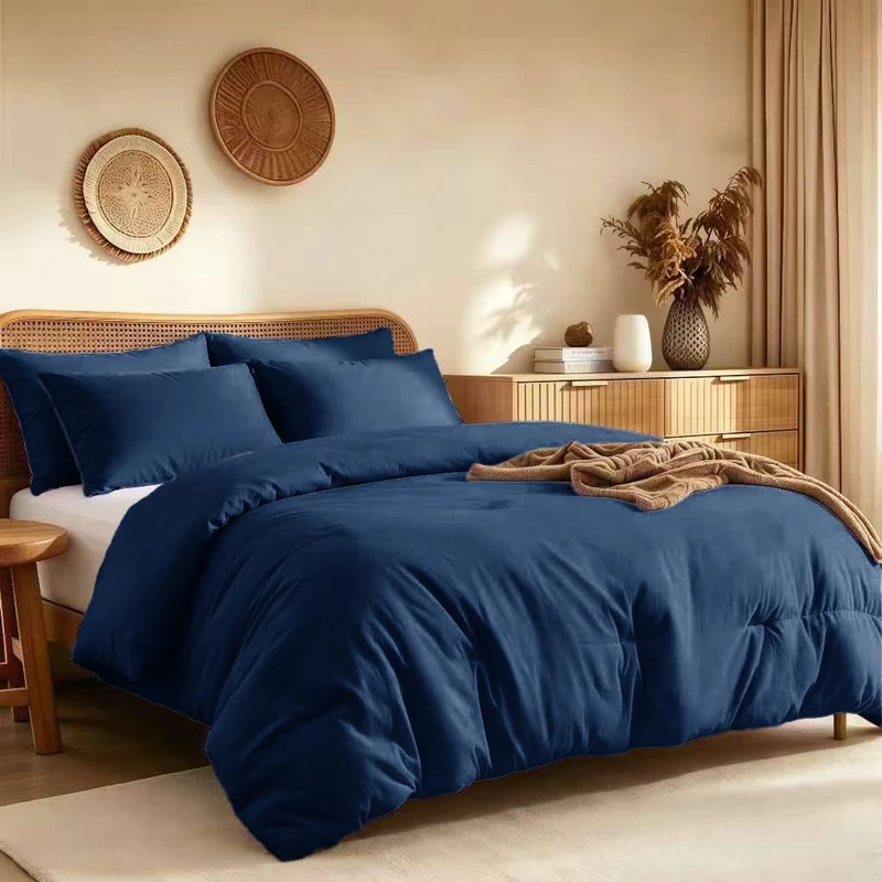 Quataly Twin Comforter Set Navyblue,2PCS Soft Lightweight Breathable Bedding Comforter Sets for All Season, Twin Size(68''×90'' Comforter & 1 Pillowcase)
