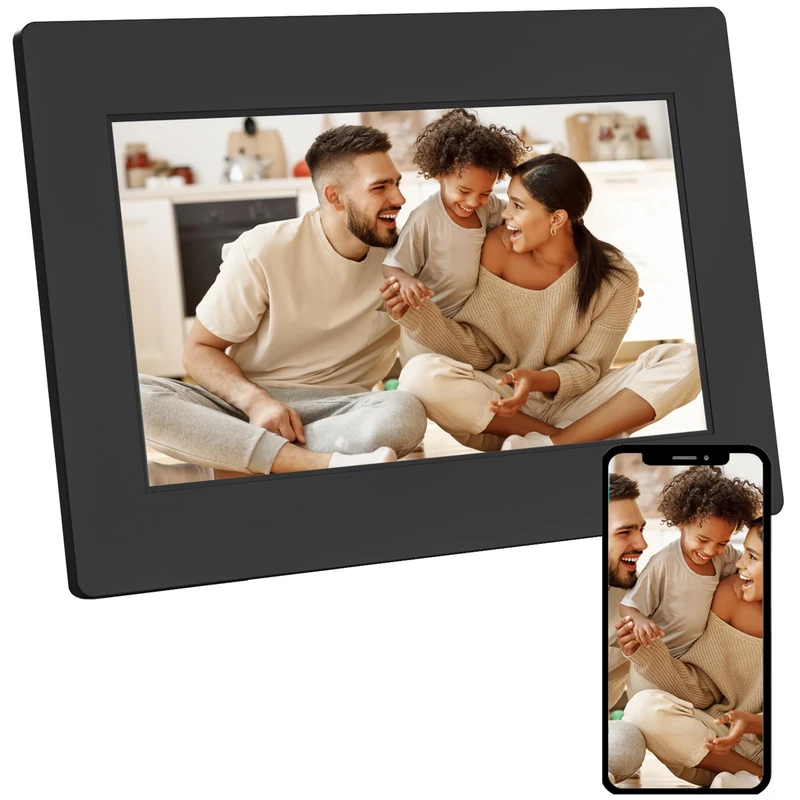 AGFA PHOTO Cadre Photo Connecté Realiview APF700 Wi-Fi 7" LCD - Affichage Photos/Vidéos, Horloge, Météo, Rotation Auto, Mémoire 32Go, Appli FRAMEO iOS/Android Incluse - Noir