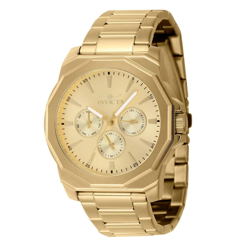 Invicta Speedway 46855 Men's Watch - Waterproof - Analogue - Quartz Movement - Stainless Steel with Gold dial - 42mm