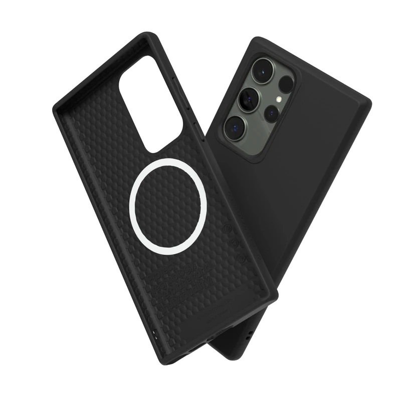 RHINOSHIELD SolidSuit Case Compatible with Magsafe for [Galaxy S23 Ultra] | Shock Absorbent Slim Design Protective Cover with Premium Matte Finish 3.5M / 11ft Drop Protection - Classic Black