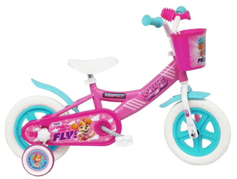 Paw Patrol Skye & Everest Girls First Bike, 10 Inch Wheels, with Training Wheels, Front Basket, Pink, for Ages 2 to 4 Years