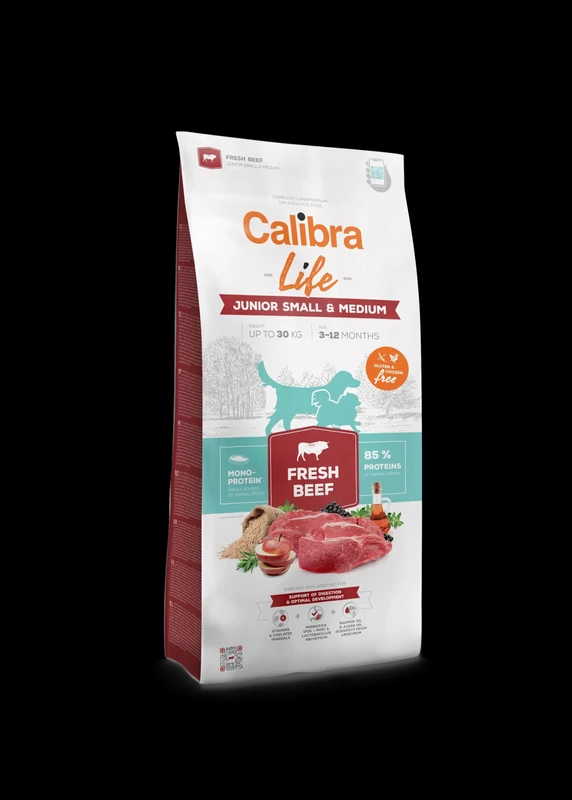 CALIBRA Dog Life Junior Small & Medium Fresh Beef 12kg - Image 1