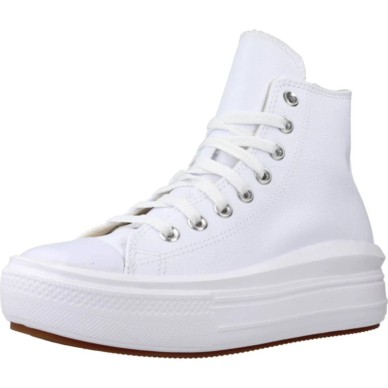 CONVERSE Women's Chuck Taylor All Star Move Platform FOUNDATIONAL Leather Sneaker, 8.5 UK White/Black/White