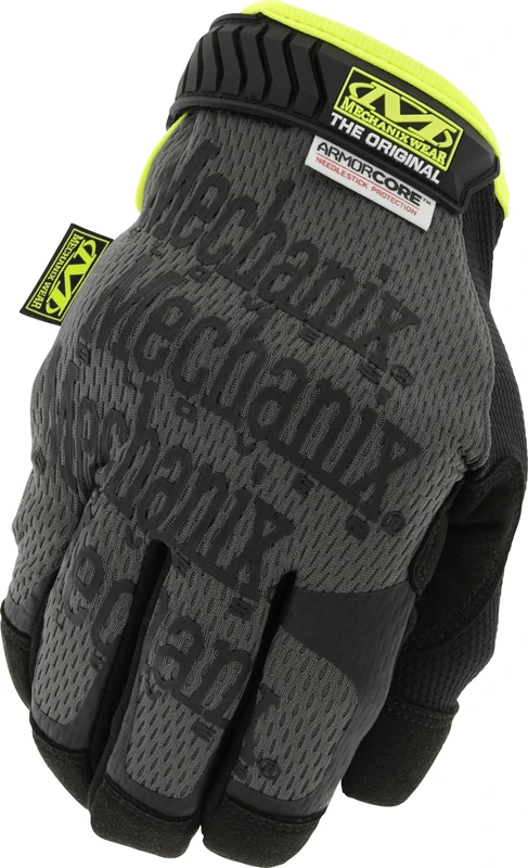 Mechanix Wear Needlestick Original Cut-Resistant Gloves, ArmorCore Puncture Protection, Medical Waste, Recycling & Sharp Object Safety Gloves - Black/Grey, (Small)