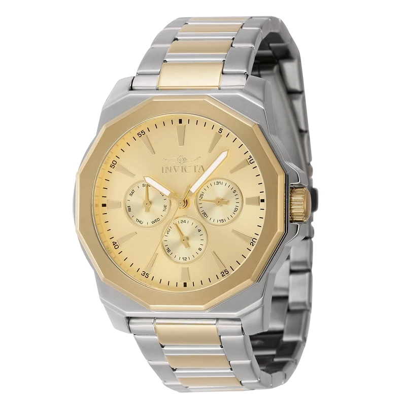 Invicta Speedway 46846 Men's Watch - Waterproof - Analogue - Quartz Movement - Stainless Steel with Gold dial - 42mm