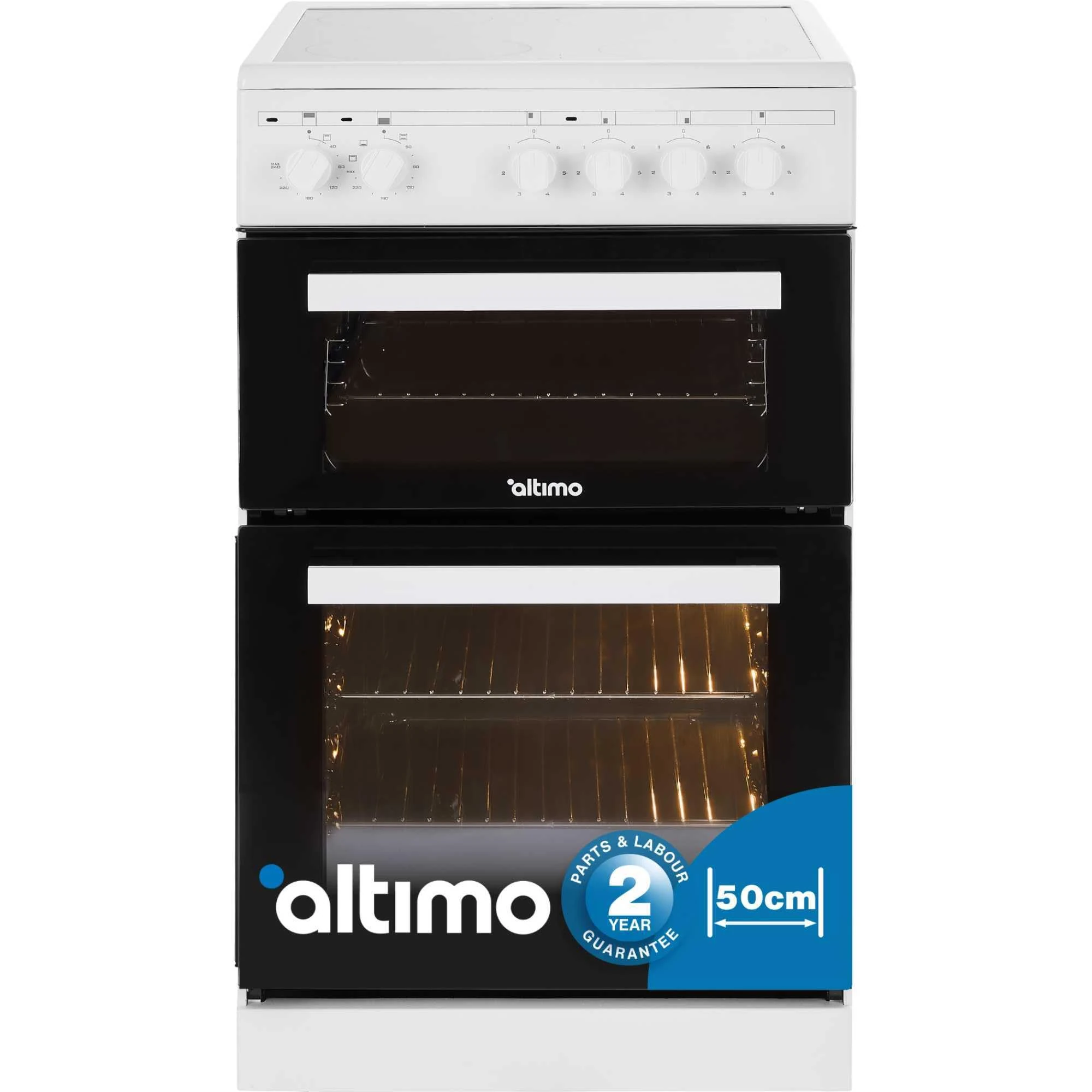 Altimo CETC502W 500mm Twin Cavity Freestanding Cooker - White