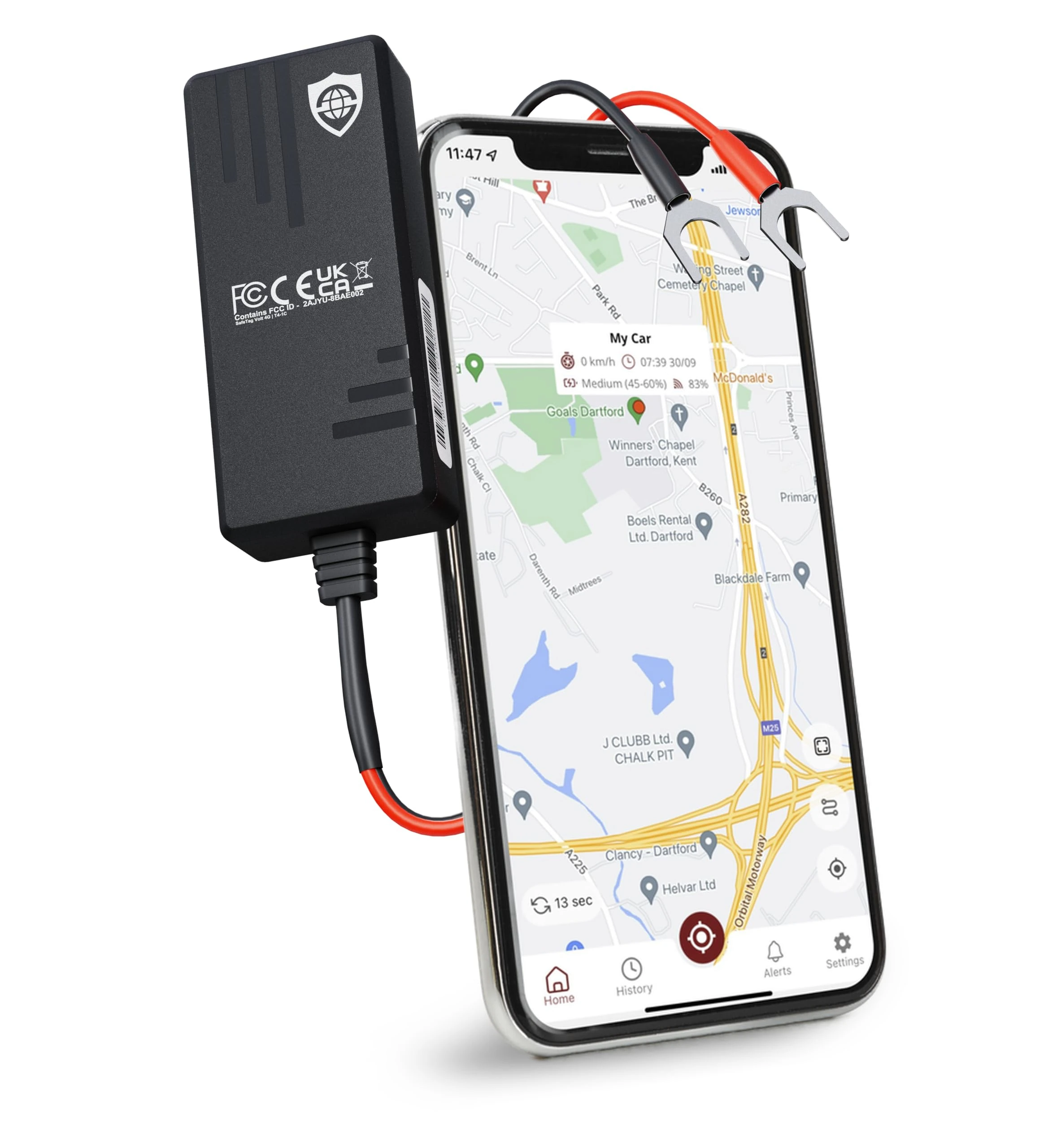 SafeTag Volt 4G - Real Time GPS Tracker Device - Vehicle/Car GPS Tracker for Car, Van, Motorbike, Caravan, & Motorhome - 9-48V, Self-Install Tracker Including SIM & Data, 7 Day Free Trial, UK Company