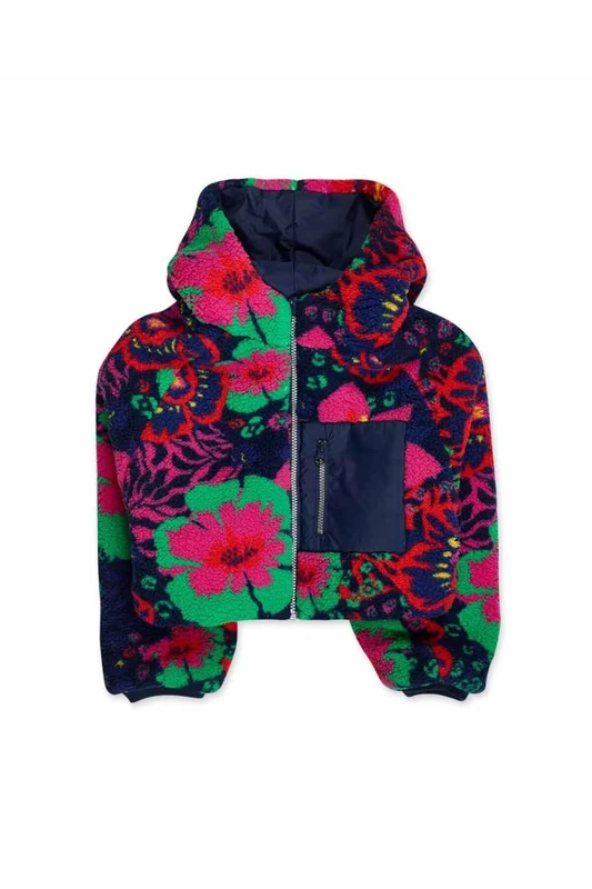 Tuc Tuc Reversible parka for girls pink wild flowers collection, pink, 14 Years